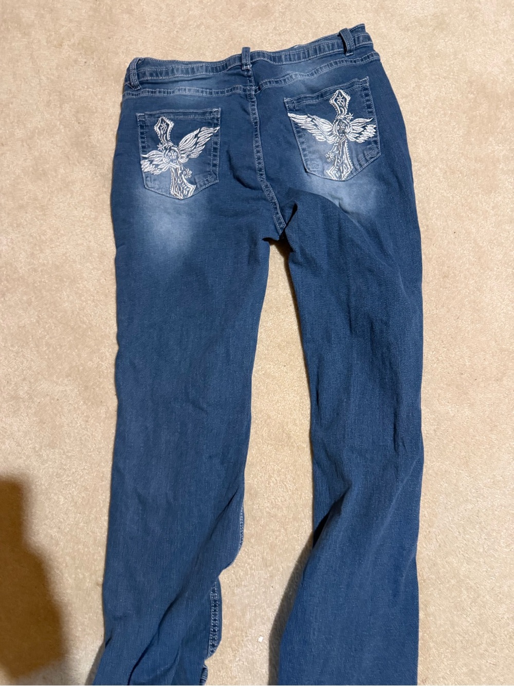 Women’s Dark Blue Embroidered Pocket Jeans